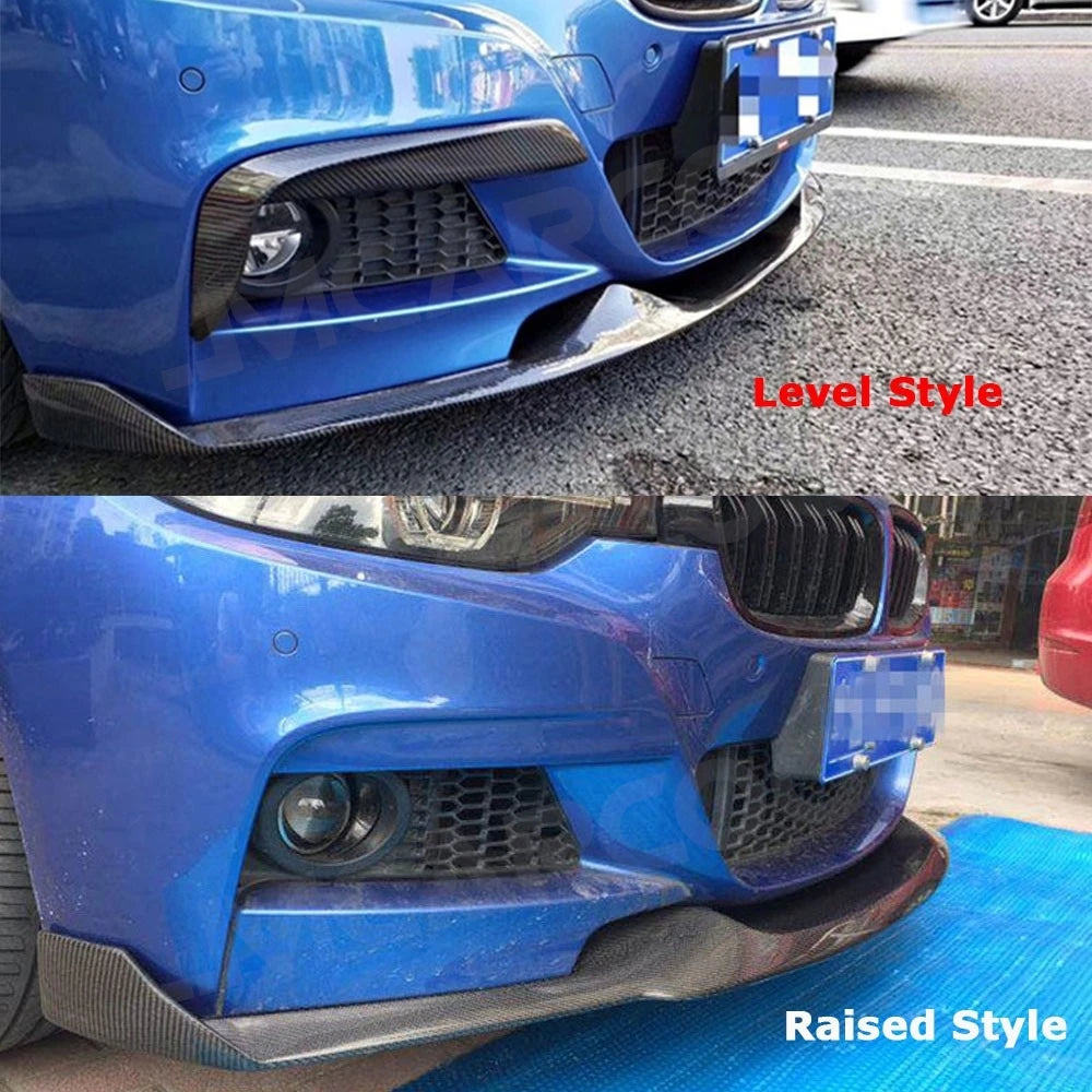 For BMW 3 Series F30 F35 M Sport 2012-2018 MAD Style Front Bumper Lip Spoiler Carbon Fiber Head Shovel Foglamp Eyelids Aprons