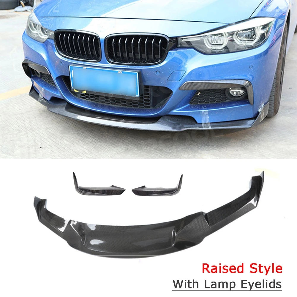 For BMW 3 Series F30 F35 M Sport 2012-2018 MAD Style Front Bumper Lip Spoiler Carbon Fiber Head Shovel Foglamp Eyelids Aprons